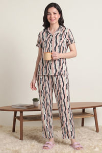 Zivame Naps Collection Knit Poly Pyjama Set - Black Beauty — thumbnail 5
